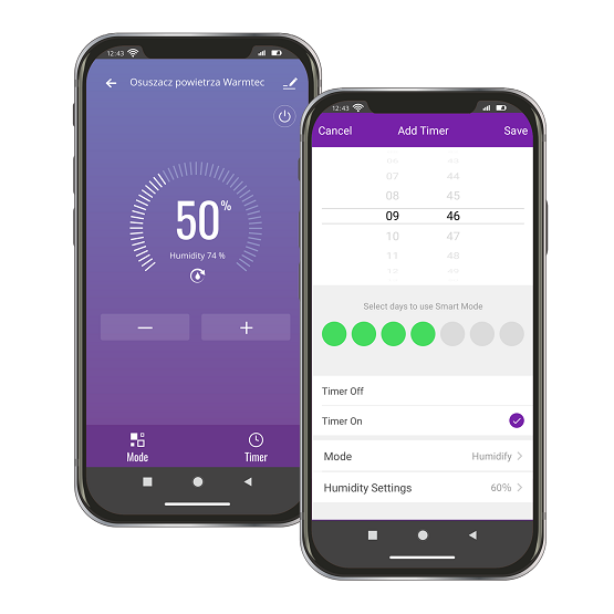 Smartfony z uruchomioną aplikacją Tuya Smart