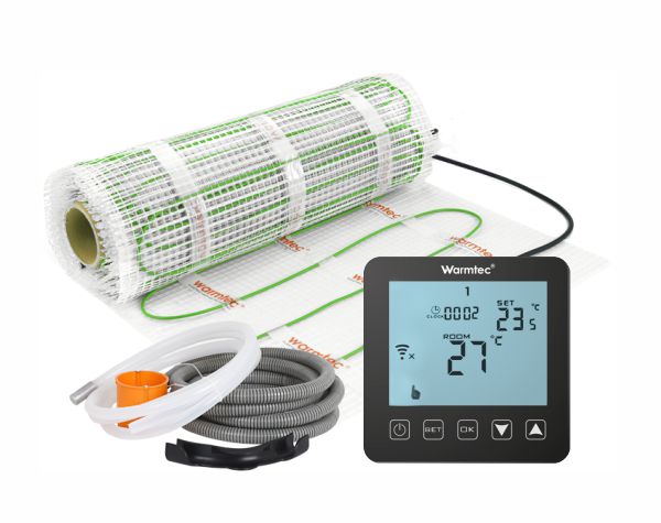 Zestaw elektrycznego ogrzewania podłogowego Warmtec DSE/PRT01-CZ na białym tle
