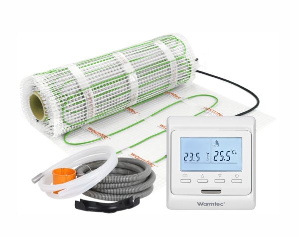 Zestaw elektrycznego ogrzewania podłogowego Warmtec DSE/T510 na białym tle