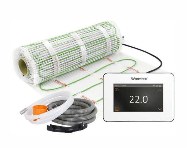 Zestaw elektrycznego ogrzewania podłogowego Warmtec Zestaw DSE-XTS na białym tle