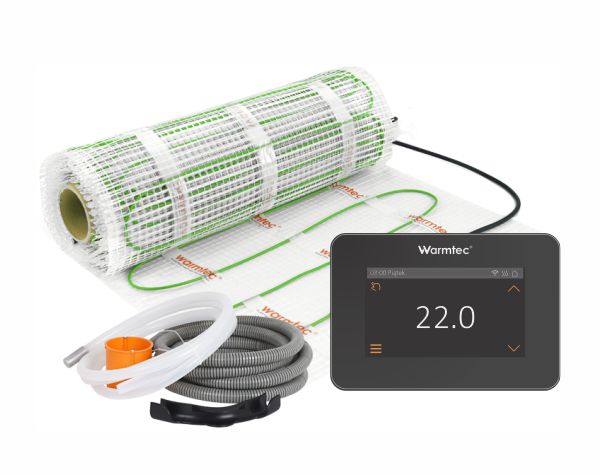 Zestaw elektrycznego ogrzewania podłogowego Warmtec Zestaw DSE-XTS na białym tle