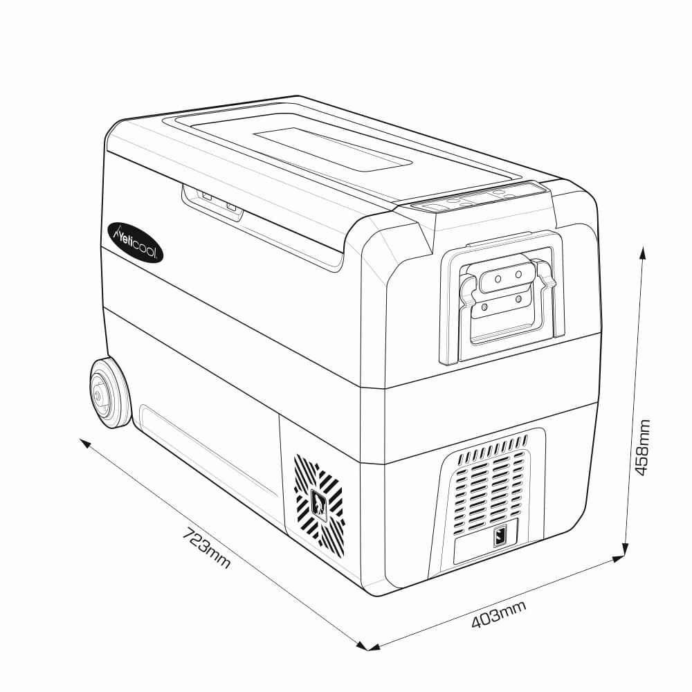 Lodówka kompresorowa Yeticool TX50 GREY - wymiary