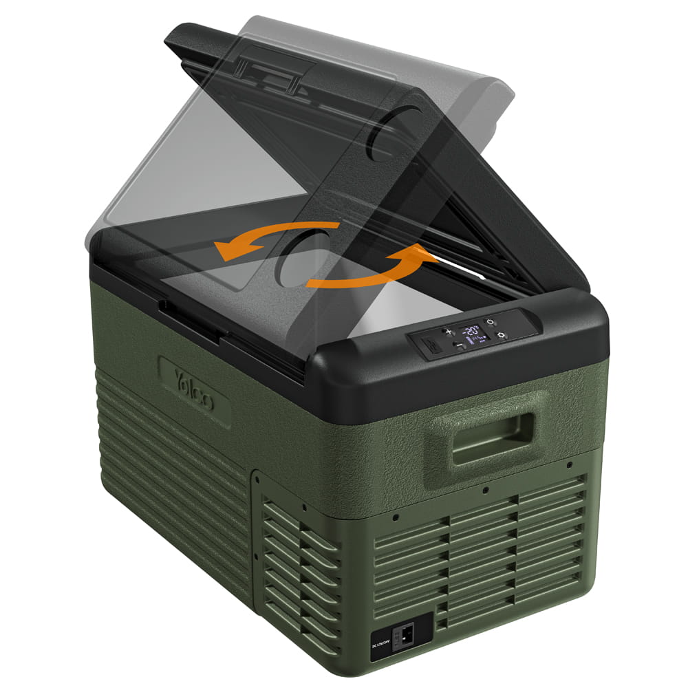Lodówka kompresorowa Yolco LX30 GREEN na białym tle