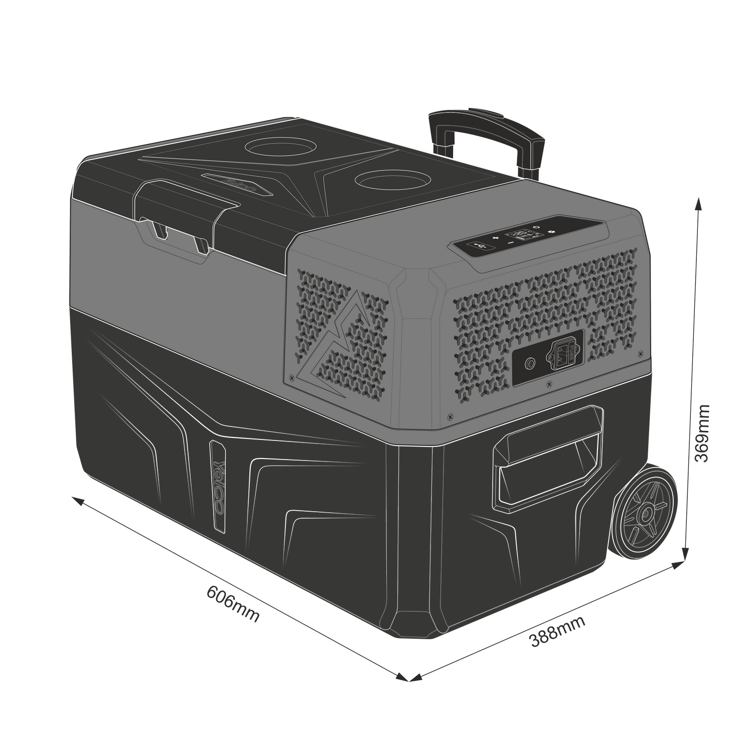 Lodówka kompresorowa Yolco BCX30 CARBON - wymiary