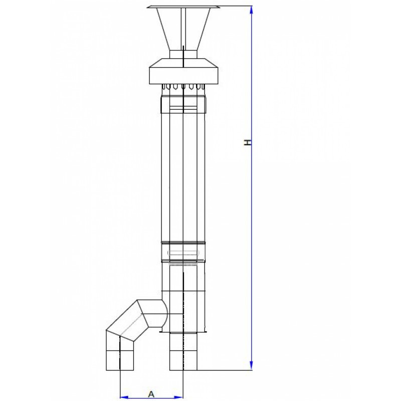 System kominowy TYP C33 80/80/125 na białym tle