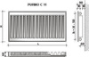 Grzejnik PURMO C11 550x400, moc grzewcza: 378W (75/65/20°C), grzejnik stalowy płytowy z podłączeniem bocznym, typ PURMO Compact, kolor biały RAL9016 F061105504010300