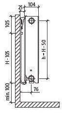 Grzejnik stalowy płytowy Plan, z gładką płytą czołową, podłączenie dolne, z osłonami i grillem, FCV22 600x1400 (Plan Ventil Compact FCV) PURMO F0A2206014011300