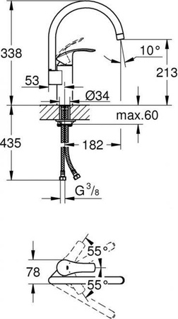 Eurosmart - jednouchwytowa bateria zlewozmywakowa 33202002 GROHE