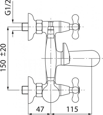 RETRO bateria wannowa ścienna, chrom XR11 FERRO