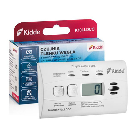 Czujnik czadu z wyświetlaczem Kidde K10LLDCO