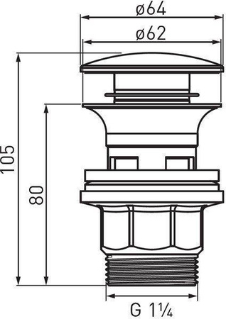Zawór spustowy do umywalek z przelewem, polipropylen, chrom S287PP-B FERRO
