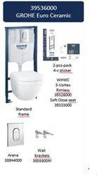 Zestaw Rapid SL stelaż, przycisk Arena pion, wsporniki , miska i deska wolnoopadająca Euro 39536000 GROHE