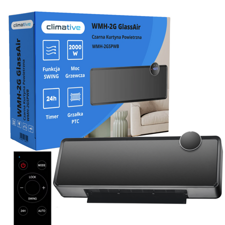 Kurtyna Powietrzna Climative WMH-2G GlassAir - Czarna