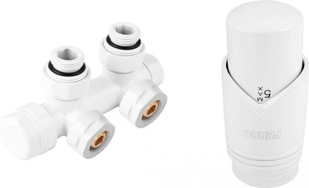 Dekoracyjny zestaw termostatyczny zespolony, kątowy, biały ZTD30WH FERRO