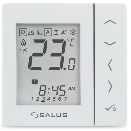 Regulator temperatury cyfrowy bezprzewodowy 4w1 biały podtynkowy 230V SALUS VS10WRF