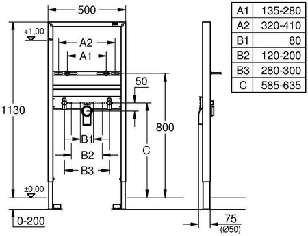Rapid SL - system instalacyjny do umywalki wiszącej 38554001 GROHE