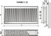 Grzejnik PURMO C22 550x900, moc grzewcza: 1432W (75/65/20°C), grzejnik stalowy płytowy z podłączeniem bocznym, typ PURMO Compact, kolor biały RAL9016 F062205509010300