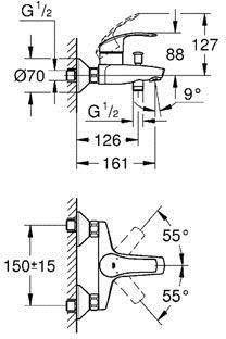 Eurosmart jednouchwytowa bateria wannowa 33300002 GROHE