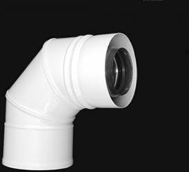 Kolano przyłączeniowe kondensacyjny koncentryczny DN 60/100 powietrzno-spalinowy do kotła z adapterem z tworzywa uniwersalne Onnline ONUNIK60100 ONNLINE