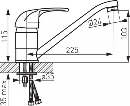 VASTO bateria zlewozmywakowa stojąca, chrom BVA4 FERRO