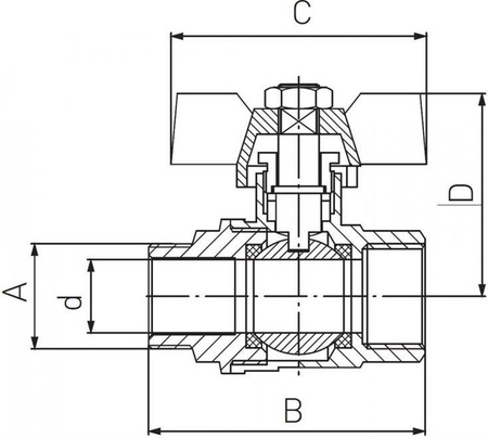 Zawór kulowy wodny z motylkiem 1/2
