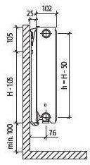 Grzejnik PURMO Plint CV22 200x2000, moc grzewcza: 1448W (75/65/20°C), grzejnik stalowy płytowy z podłączeniem dolnym, typ PURMO Plint Ventil Compact, kolor biały RAL9016 F072202020011300