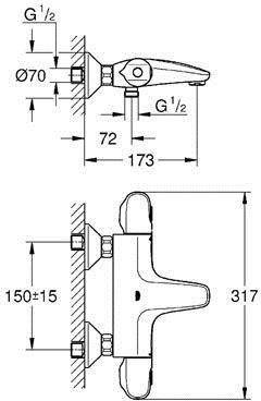 Grohtherm 1000 - bateria wannowa z termostatem 34155003 GROHE