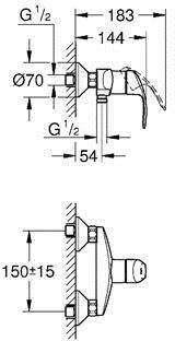 Bateria natryskowa Eurosmart 33555002 GROHE