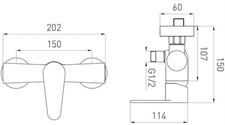 ALGEO bateria natryskowa ścienna, chrom BAG7 FERRO