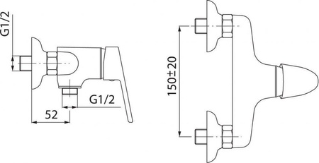 SMILE bateria natryskowa ścienna, chrom BSM77 FERRO